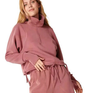 Sweaty Betty Sand Wash Half-Zip Sweatshirt Mauve Pink Size 16